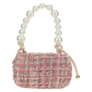 CHANEL Chain Shoulder Bag Tweed 2way Pink Gold CC Auth 185316M-2