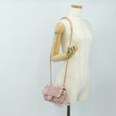 CHANEL Chain Shoulder Bag Tweed 2way Pink Gold CC Auth 185316M-33