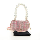 CHANEL Chain Shoulder Bag Tweed 2way Pink Gold CC Auth 185316M-12