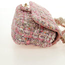 CHANEL Chain Shoulder Bag Tweed 2way Pink Gold CC Auth 185316M-4