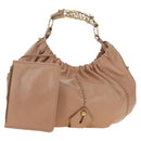 SAINT LAURENT Mombasa Shoulder Bag Leather Pink Gold Auth 185320SM-1