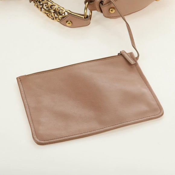 SAINT LAURENT Mombasa Shoulder Bag Leather Pink Gold Auth 185320SM