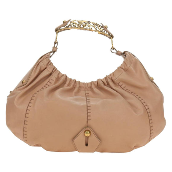 SAINT LAURENT Mombasa Shoulder Bag Leather Pink Gold Auth 185320SM
