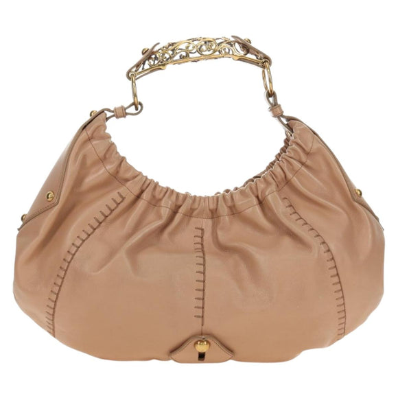 SAINT LAURENT Mombasa Shoulder Bag Leather Pink Gold Auth 185320SM