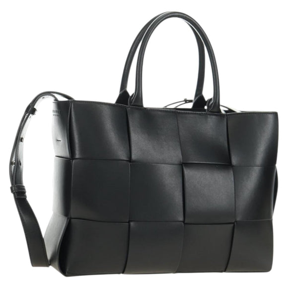 BOTTEGA VENETA MAXI INTRECCIATO Zaalco Bag Leather 2way Black Auth 185322SM