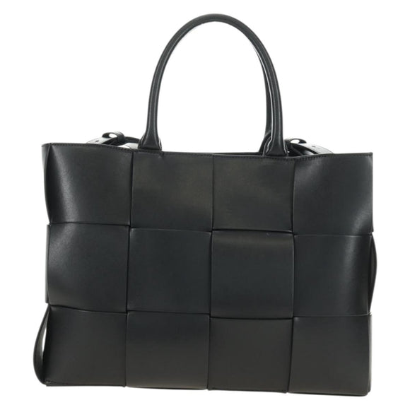 BOTTEGA VENETA MAXI INTRECCIATO Zaalco Bag Leather 2way Black Auth 185322SM