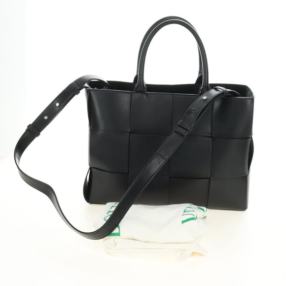 BOTTEGA VENETA MAXI INTRECCIATO Zaalco Bag Leather 2way Black Auth 185322SM