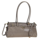 PRADA Bonnie Medium Shoulder Bag Leather 2way Gold Purple gray Auth 185323SM-1