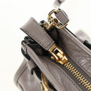 PRADA Bonnie Medium Shoulder Bag Leather 2way Gold Purple gray Auth 185323SM-22