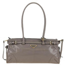 PRADA Bonnie Medium Shoulder Bag Leather 2way Gold Purple gray Auth 185323SM-13