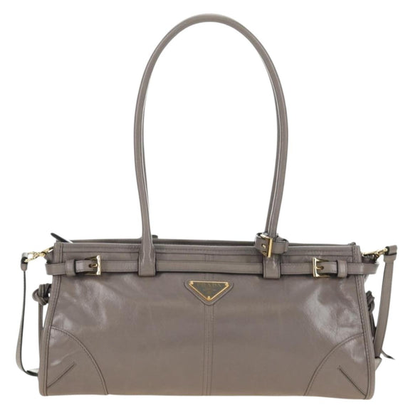 PRADA Bonnie Medium Shoulder Bag Leather 2way Gold Purple gray Auth 185323SM