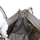 PRADA Bonnie Medium Shoulder Bag Leather 2way Gold Purple gray Auth 185323SM-25