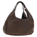 BOTTEGA VENETA INTRECCIATO Campana Shoulder Bag Leather Brown Auth 185326M-1