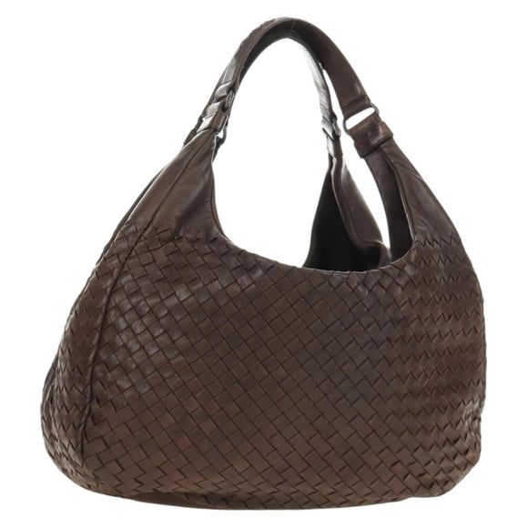 BOTTEGA VENETA INTRECCIATO Campana Shoulder Bag Leather Brown Auth 185326M