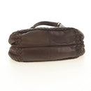 BOTTEGA VENETA INTRECCIATO Campana Shoulder Bag Leather Brown Auth 185326M-5