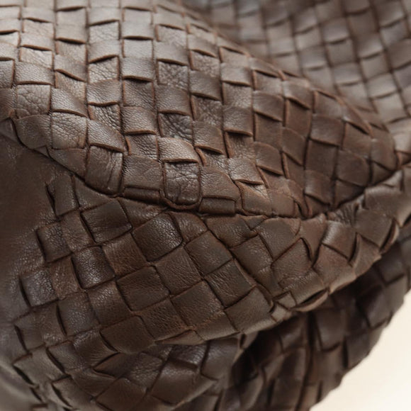 BOTTEGA VENETA INTRECCIATO Campana Shoulder Bag Leather Brown Auth 185326M