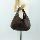 BOTTEGA VENETA INTRECCIATO Campana Shoulder Bag Leather Brown Auth 185326M-25