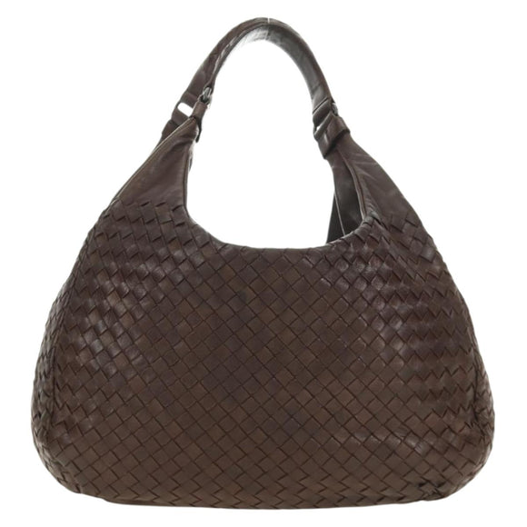 BOTTEGA VENETA INTRECCIATO Campana Shoulder Bag Leather Brown Auth 185326M