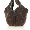 BOTTEGA VENETA INTRECCIATO Campana Shoulder Bag Leather Brown Auth 185326M-3