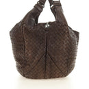 BOTTEGA VENETA INTRECCIATO Campana Shoulder Bag Leather Brown Auth 185326M-4