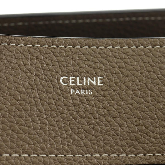CELINE Luggage Micro Shopper Hand Bag Leather Gray Silver Auth 185329M