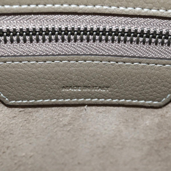 CELINE Luggage Micro Shopper Hand Bag Leather Gray Silver Auth 185329M