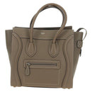 CELINE Luggage Micro Shopper Hand Bag Leather Gray Silver Auth 185329M-13