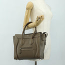 CELINE Luggage Micro Shopper Hand Bag Leather Gray Silver Auth 185329M-27