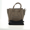 CELINE Luggage Micro Shopper Hand Bag Leather Gray Silver Auth 185329M-12