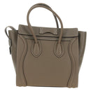 CELINE Luggage Micro Shopper Hand Bag Leather Gray Silver Auth 185329M-2