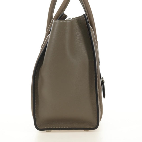 CELINE Luggage Micro Shopper Hand Bag Leather Gray Silver Auth 185329M