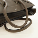 CELINE Luggage Micro Shopper Hand Bag Leather Gray Silver Auth 185329M-7