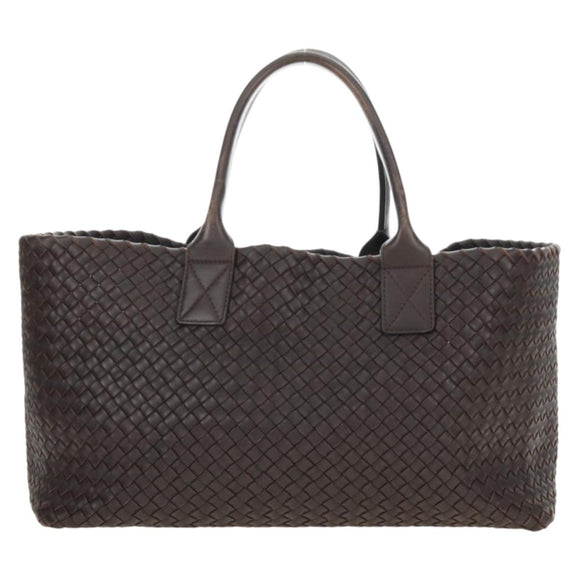 BOTTEGA VENETA INTRECCIATO Cabas MM Hand Bag Leather Brown Auth 185332SM