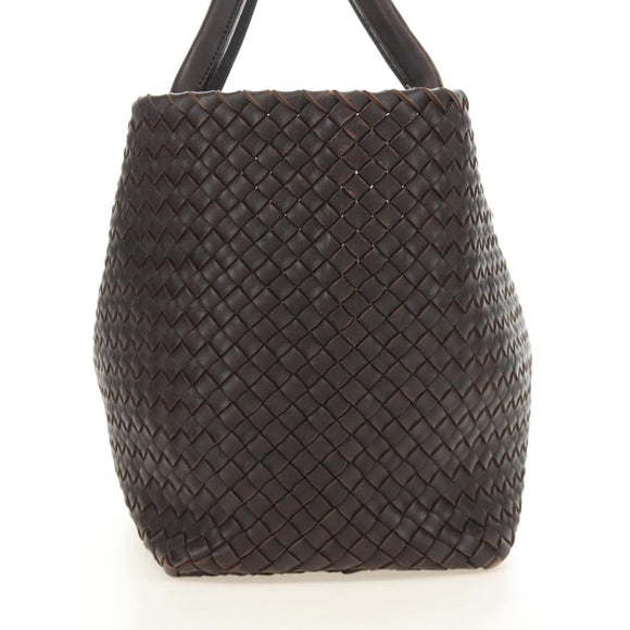 BOTTEGA VENETA INTRECCIATO Cabas MM Hand Bag Leather Brown Auth 185332SM