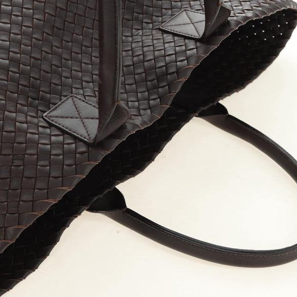 BOTTEGA VENETA INTRECCIATO Cabas MM Hand Bag Leather Brown Auth 185332SM
