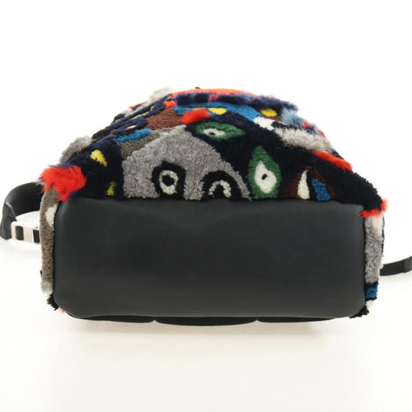 FENDI Bore Backpack Fur Multicolor Silver Auth 185333M