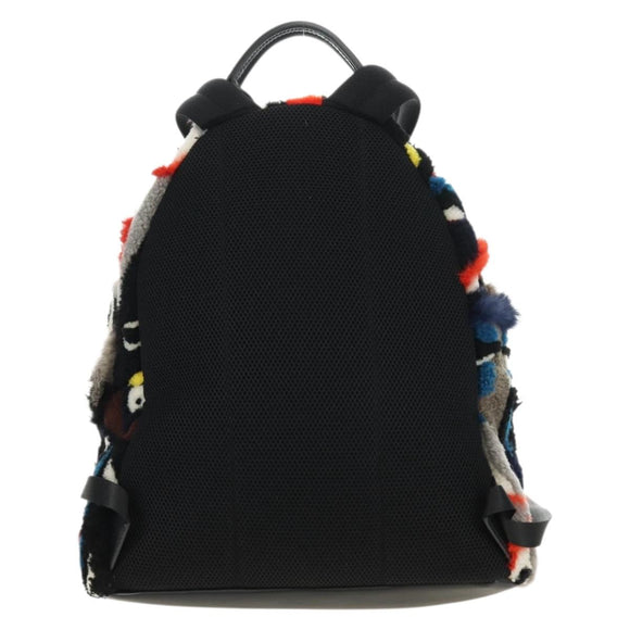 FENDI Bore Backpack Fur Multicolor Silver Auth 185333M