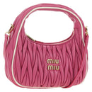 Miu Miu Matelasse Wonder Hand Bag Leather 2way Pink Gold Auth 185334SM-1
