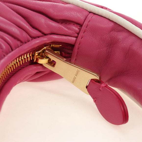 Miu Miu Matelasse Wonder Hand Bag Leather 2way Pink Gold Auth 185334SM
