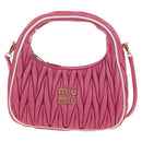 Miu Miu Matelasse Wonder Hand Bag Leather 2way Pink Gold Auth 185334SM-13