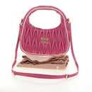 Miu Miu Matelasse Wonder Hand Bag Leather 2way Pink Gold Auth 185334SM-12