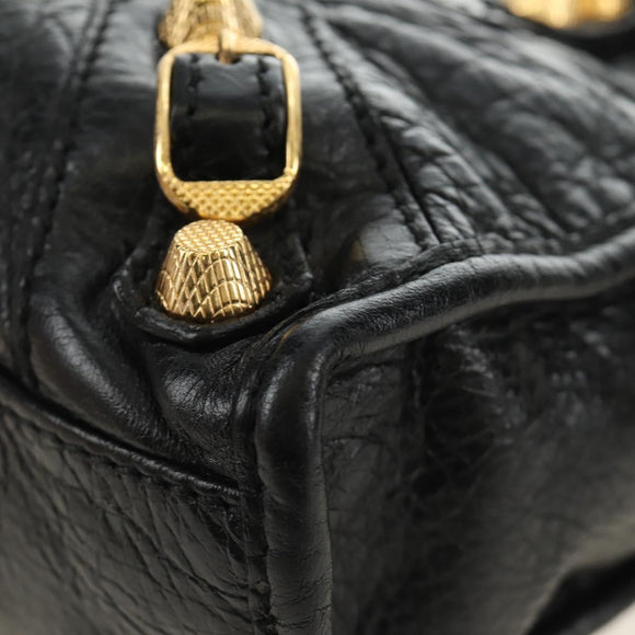 BALENCIAGA Mini City Hand Bag Leather 2way Black Gold 309544 Auth 185336SAM