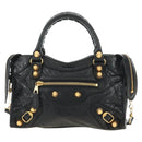 BALENCIAGA Mini City Hand Bag Leather 2way Black Gold 309544 Auth 185336SAM-13