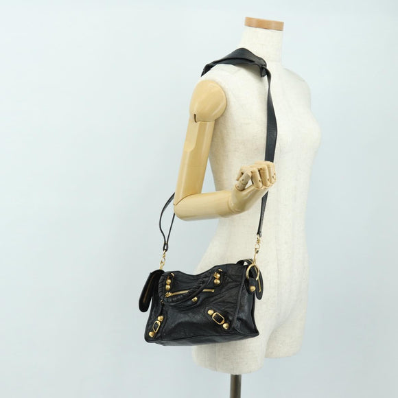 BALENCIAGA Mini City Hand Bag Leather 2way Black Gold 309544 Auth 185336SAM