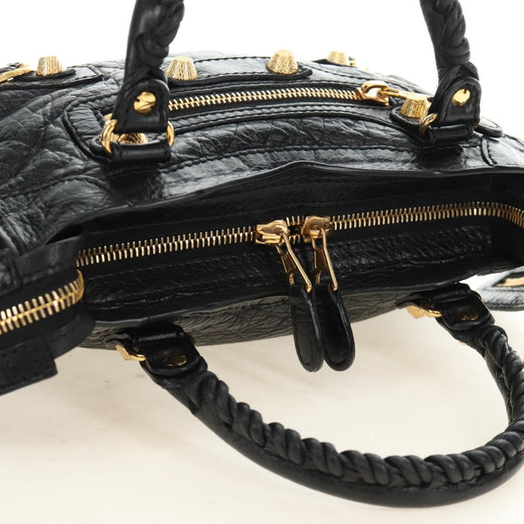 BALENCIAGA Mini City Hand Bag Leather 2way Black Gold 309544 Auth 185336SAM