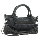 BALENCIAGA The First Hand Bag Leather 2way Navy 103208 Auth 185338M-1