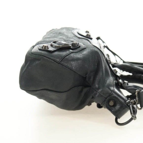 BALENCIAGA The First Hand Bag Leather 2way Navy 103208 Auth 185338M