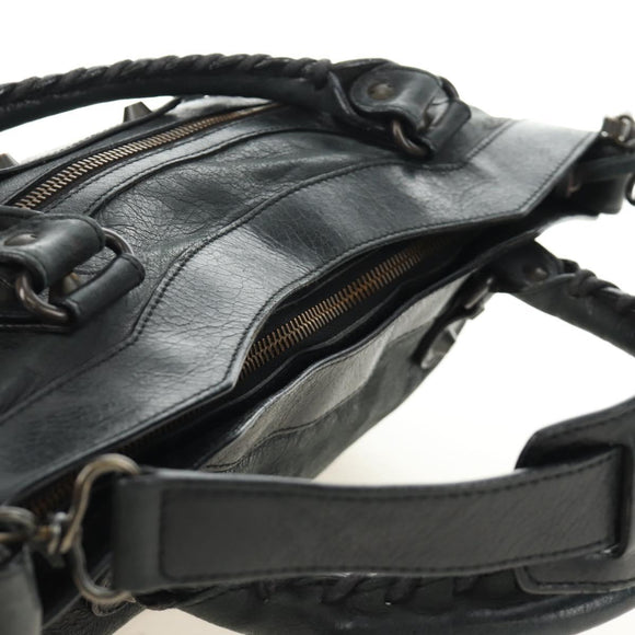 BALENCIAGA The First Hand Bag Leather 2way Navy 103208 Auth 185338M