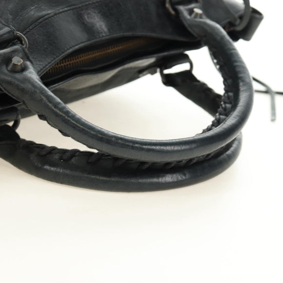 BALENCIAGA The First Hand Bag Leather 2way Navy 103208 Auth 185338M