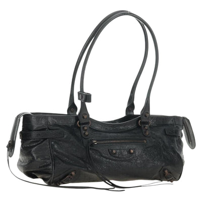 BALENCIAGA Lucity Eastwest Hand Bag Leather 2way Black 845704 Auth 185341SM